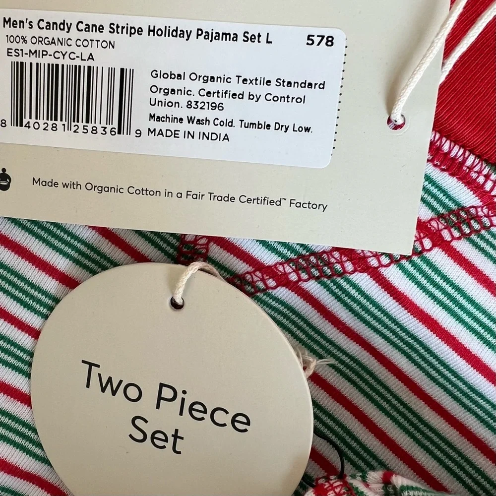 Pact Candy Cane Stripe Mens Pajama Set